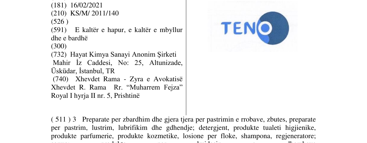Zëri i markës TENO në buletin
