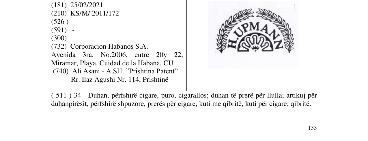 Zëri i markës H.UPMANN në buletin