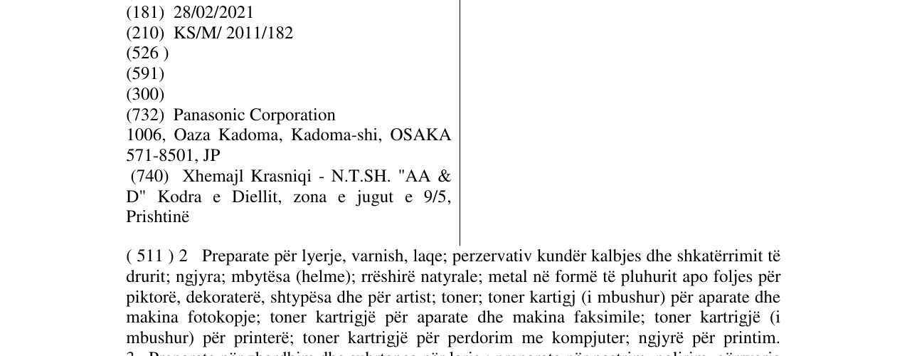 Zëri i markës Panasonic në buletin
