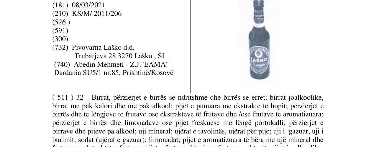 Zëri i markës LAŠKO në buletin