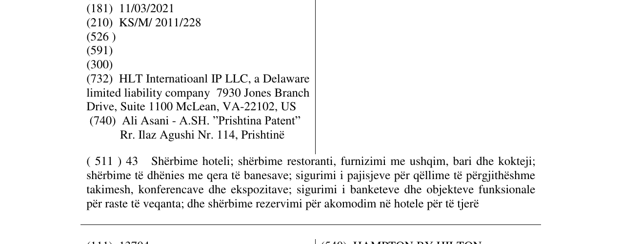 Zëri i markës HILTON GARDEN INN në buletin