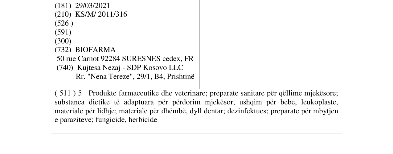 Zëri i markës DETRALEX në buletin