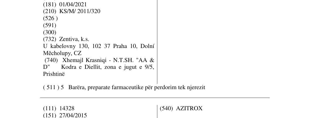Zëri i markës ZOXON në buletin