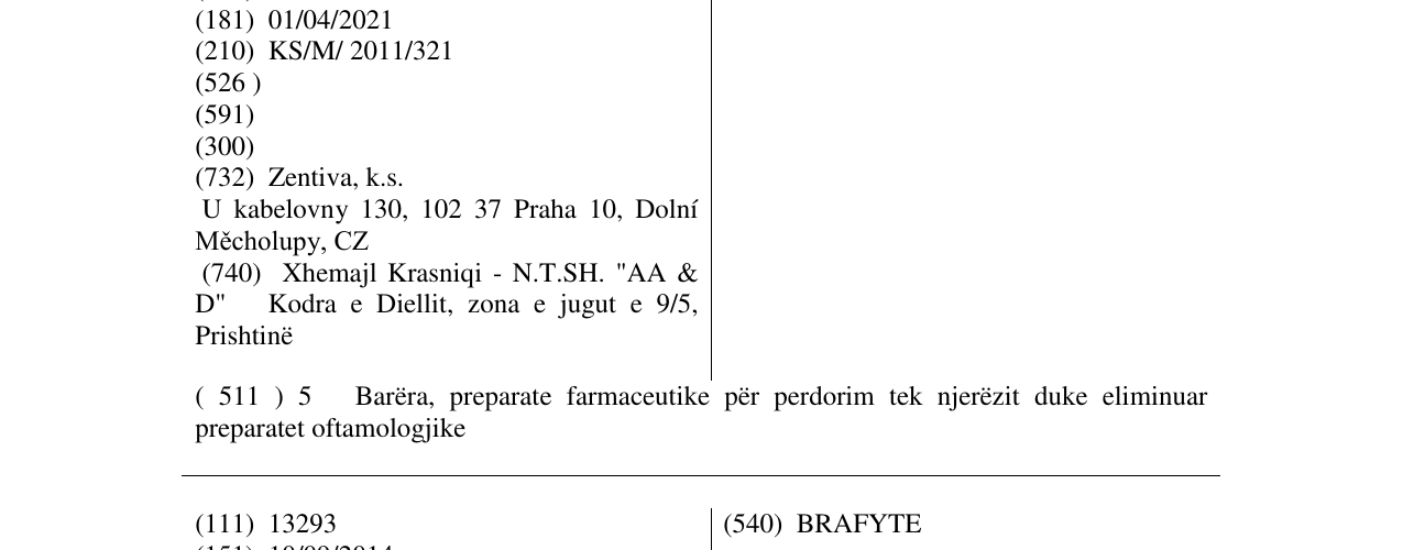 Zëri i markës AZITROX në buletin