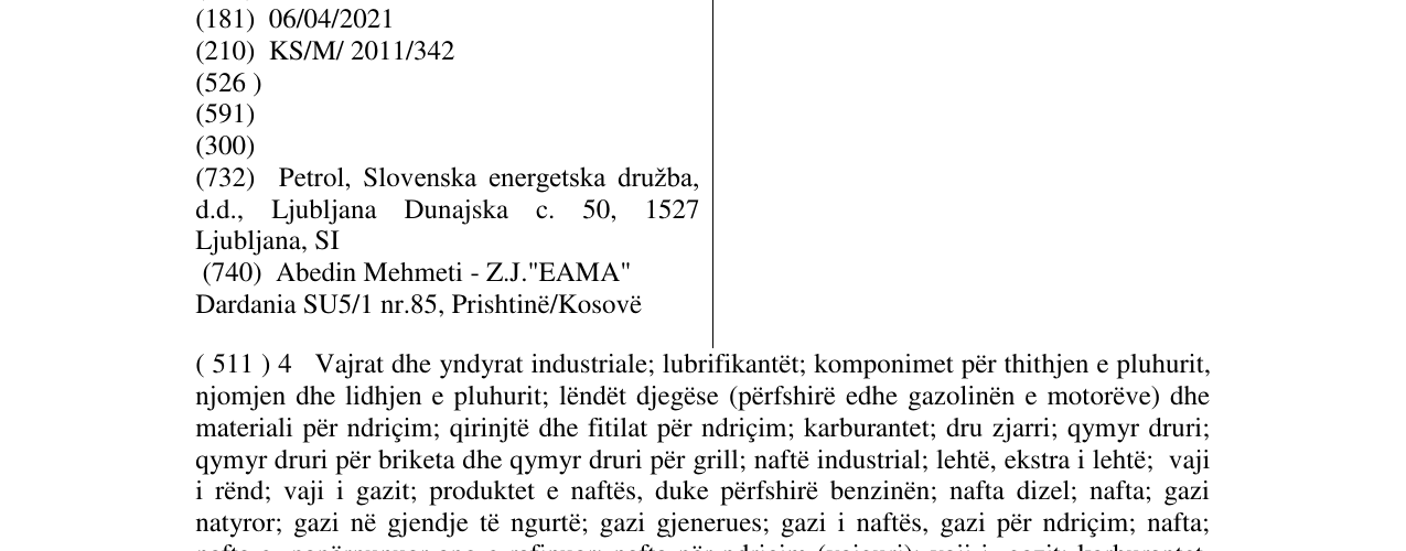 Zëri i markës PETROL QMAX në buletin