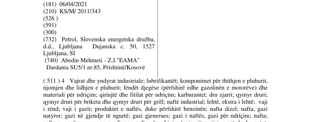 Zëri i markës PANTERA në buletin