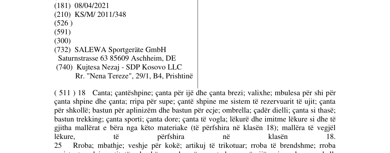 Zëri i markës SALEWA në buletin