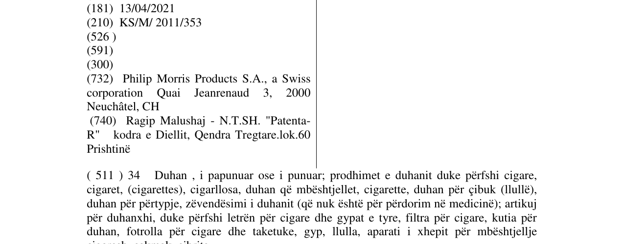 Zëri i markës MURATTI SCARLATTO në buletin