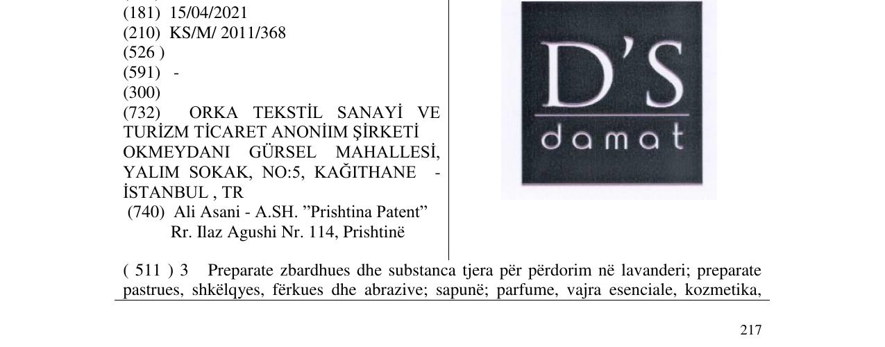 Zëri i markës D'S damat në buletin