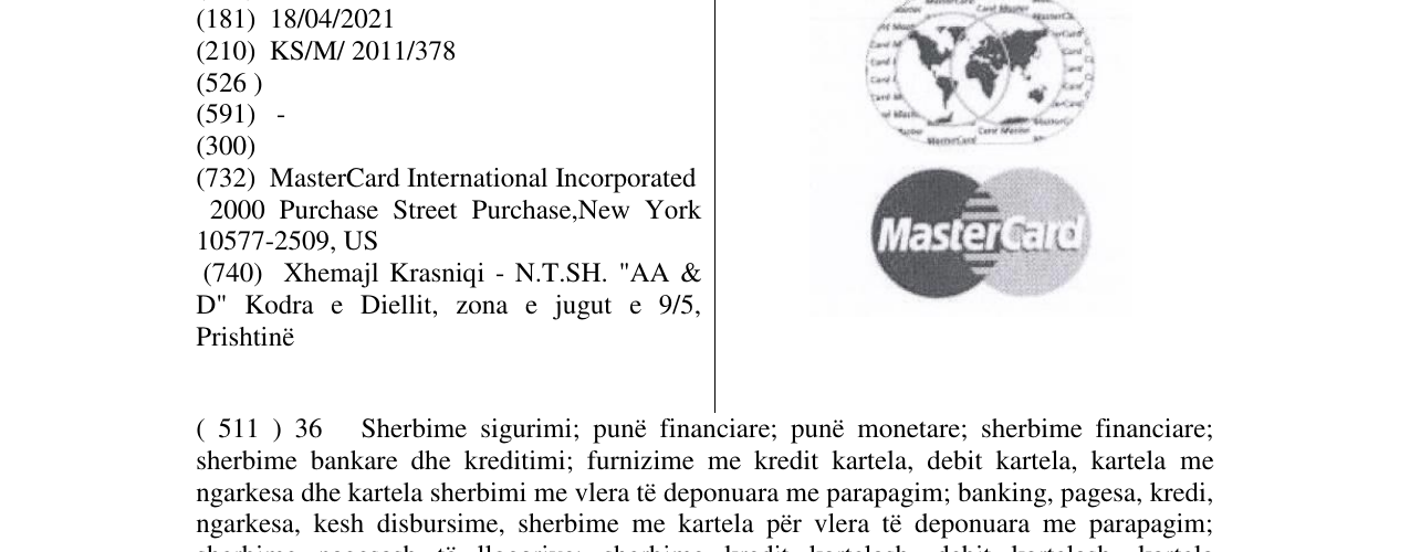 Zëri i markës MasterCard në buletin