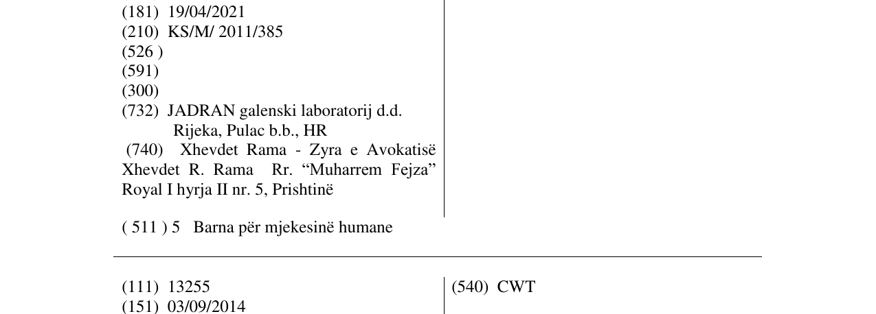 Zëri i markës MOKSACIN në buletin