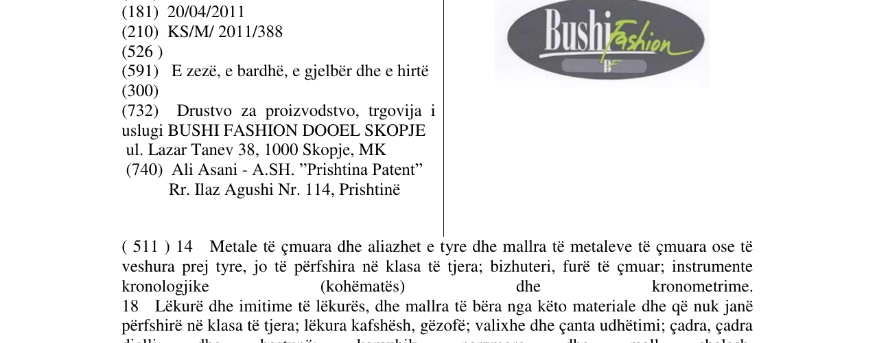 Zëri i markës Bushi Fashion në buletin
