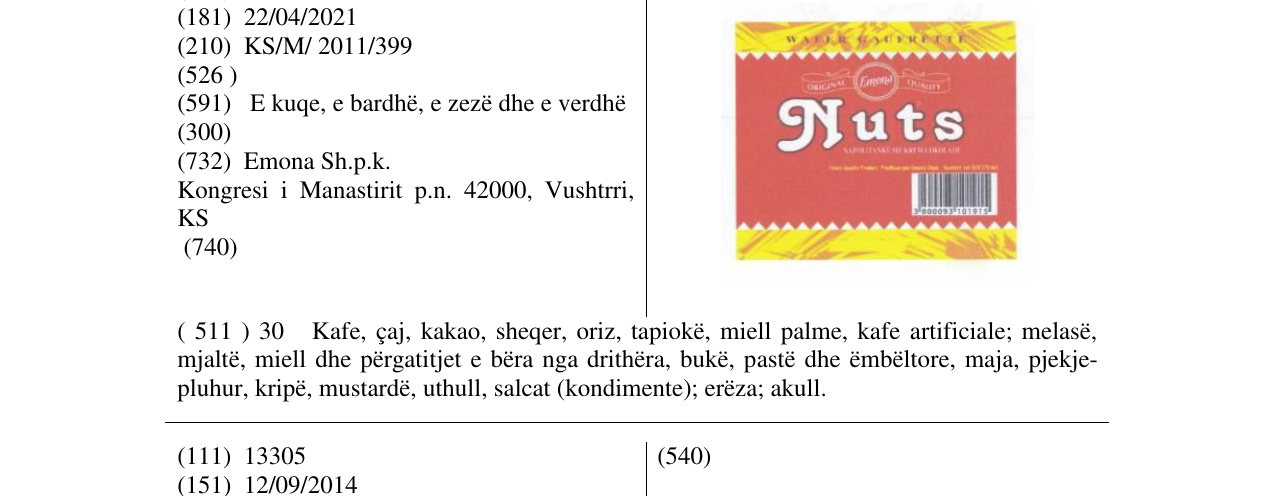 Zëri i markës Nuts në buletin