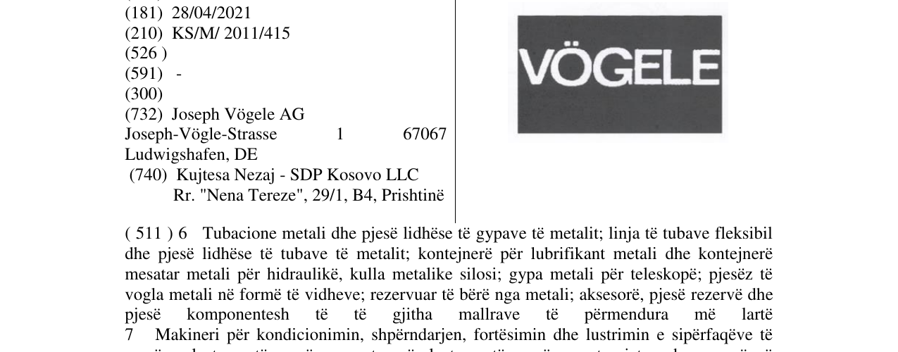 Zëri i markës VÖGELE në buletin