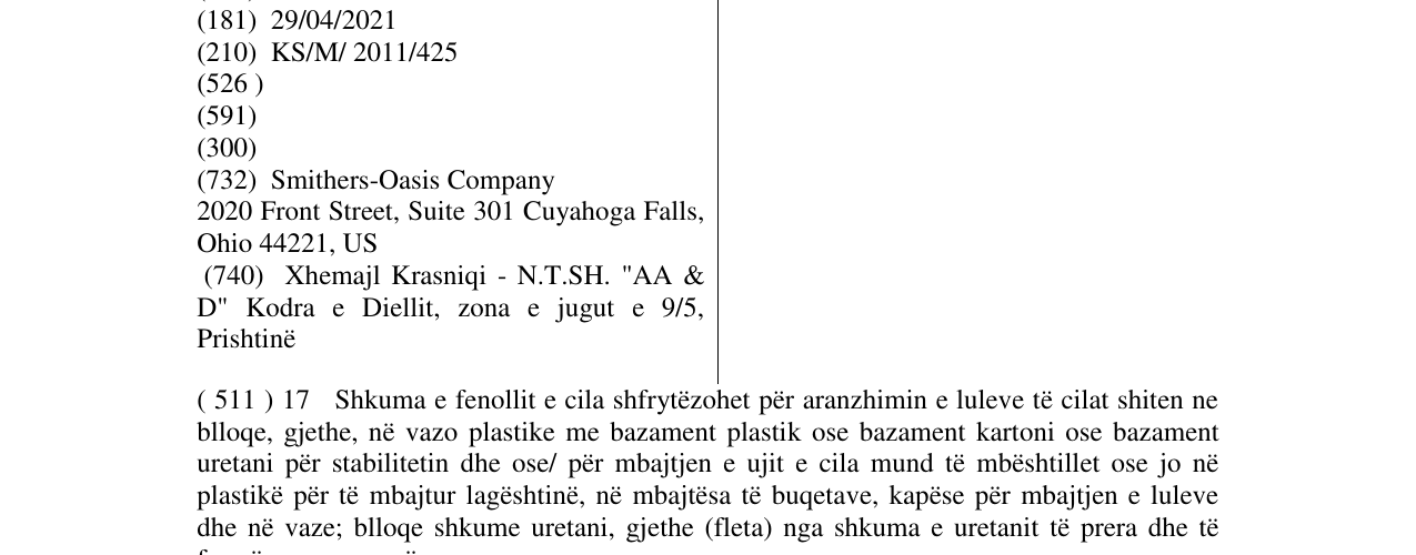 Zëri i markës FLOREX në buletin