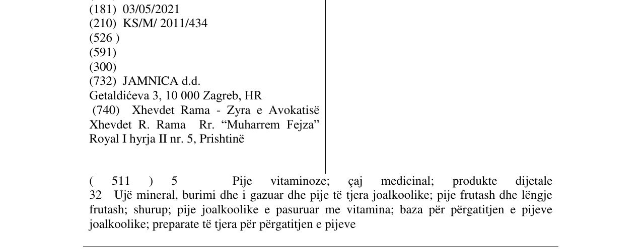Zëri i markës JUICY VITA në buletin