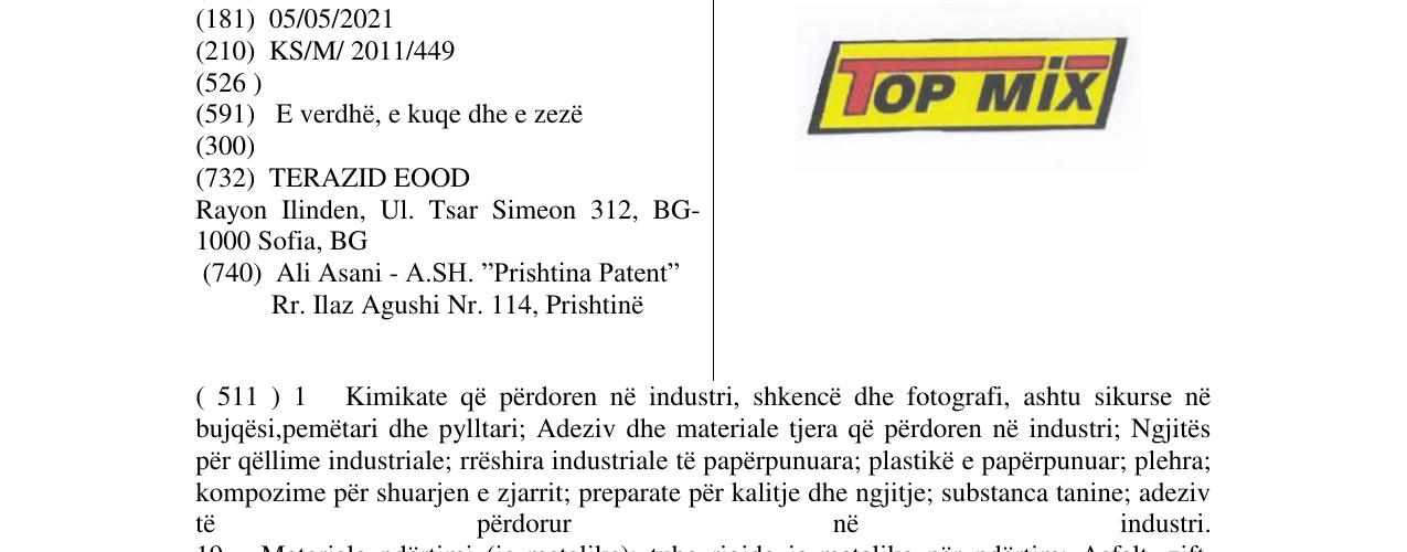 Zëri i markës TOP MİX në buletin