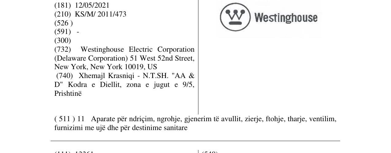 Zëri i markës Westinghouse në buletin