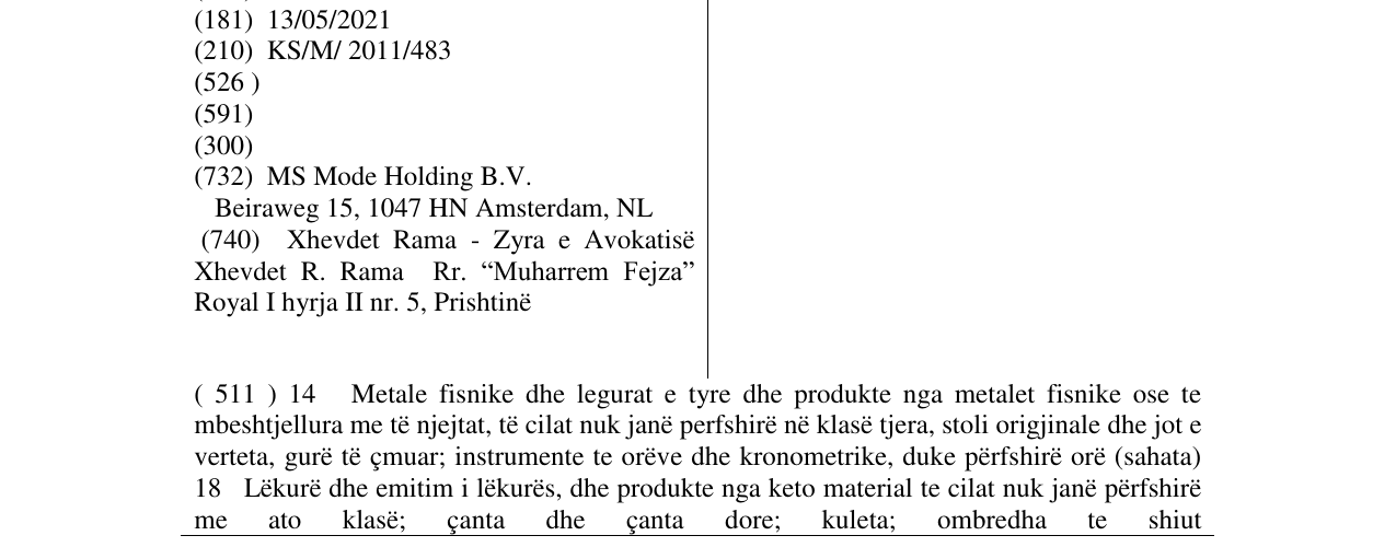 Zëri i markës MS MODE në buletin