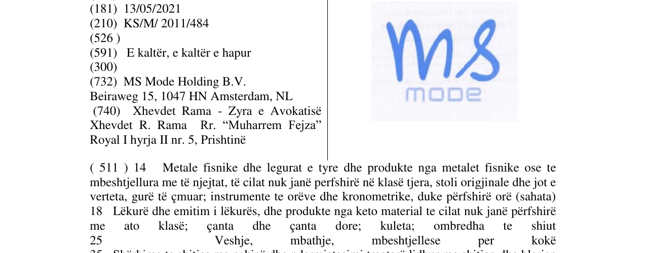 Zëri i markës MS MODE në buletin