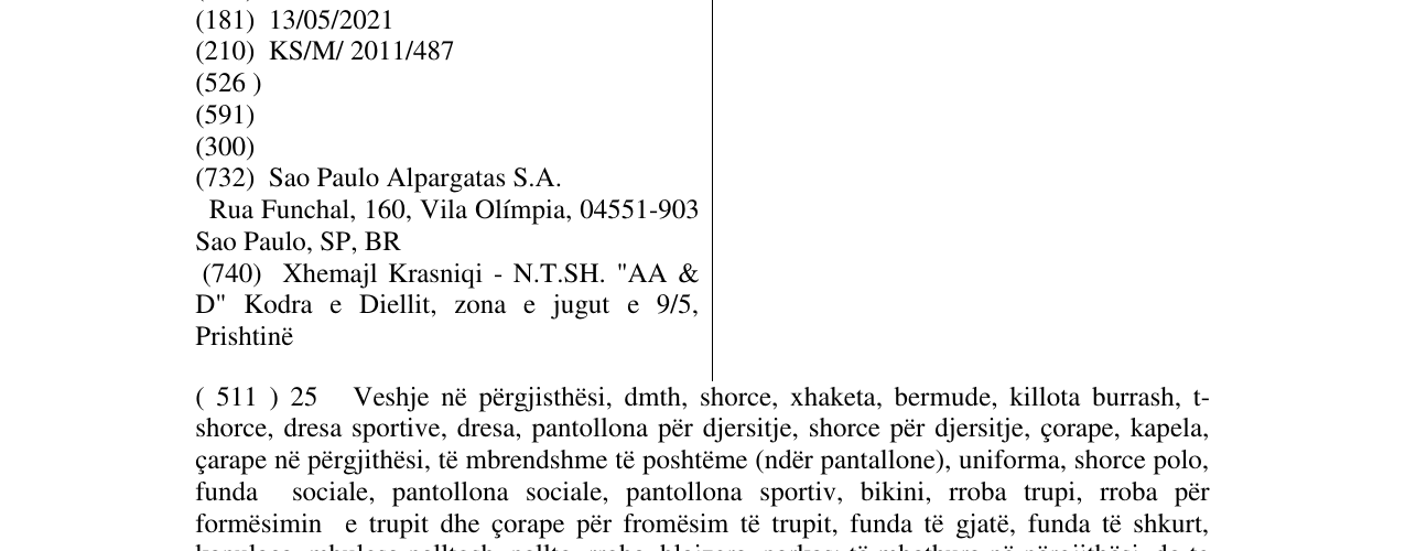 Zëri i markës HAVAIANAS në buletin