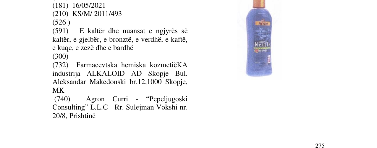 Zëri i markës shampoo Nettle në buletin