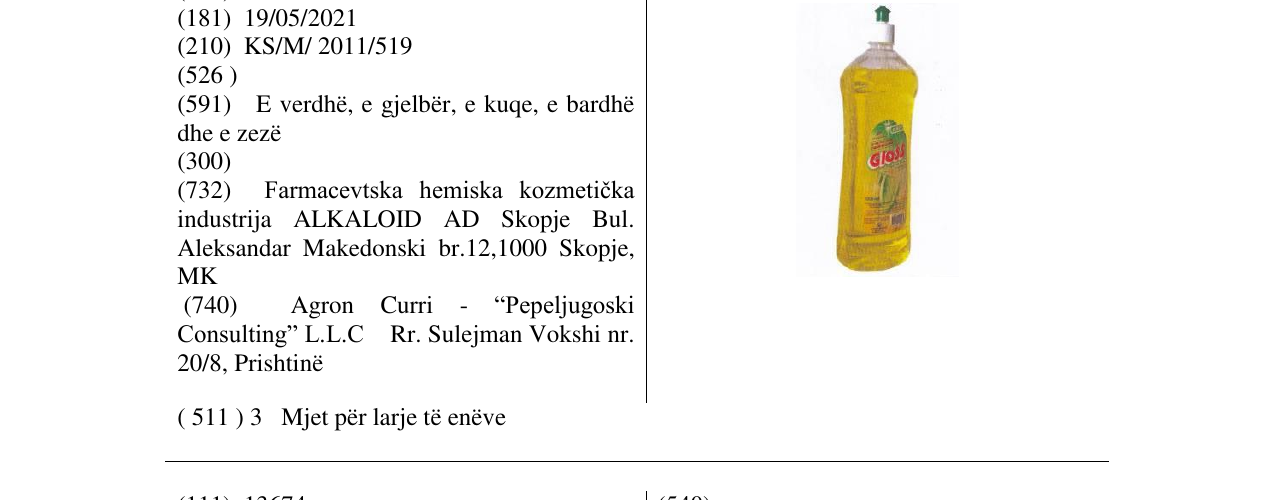 Zëri i markës Gloss në buletin