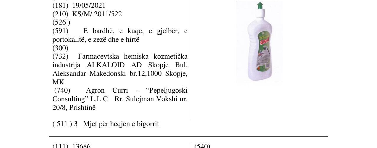 Zëri i markës Gloss në buletin