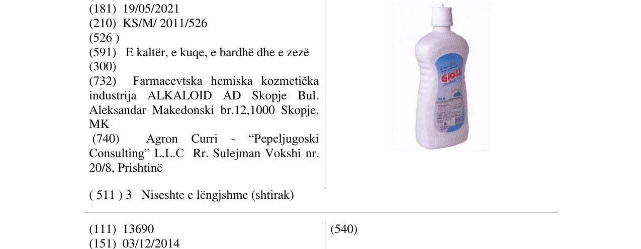 Zëri i markës Gloss në buletin