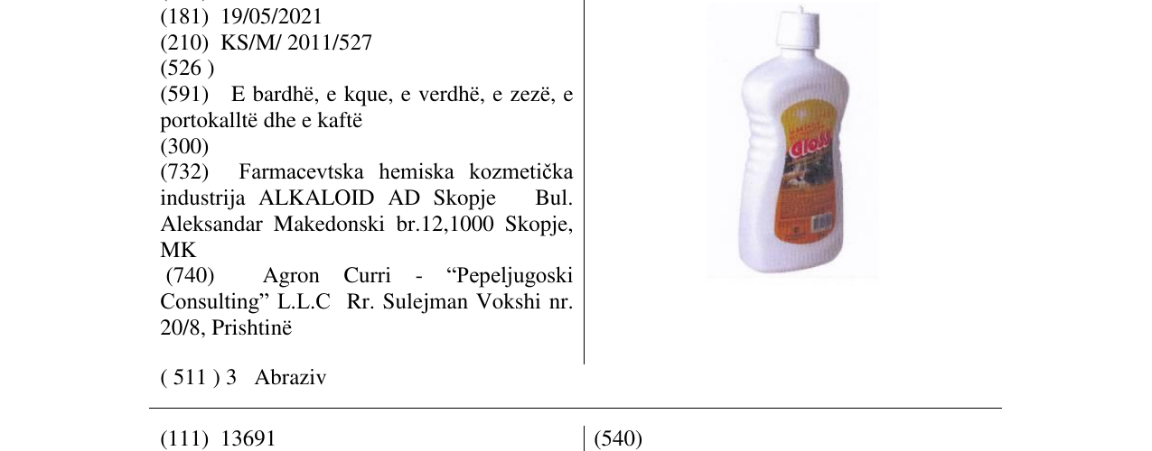 Zëri i markës Gloss në buletin