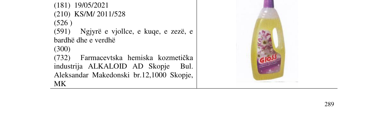 Zëri i markës Gloss në buletin