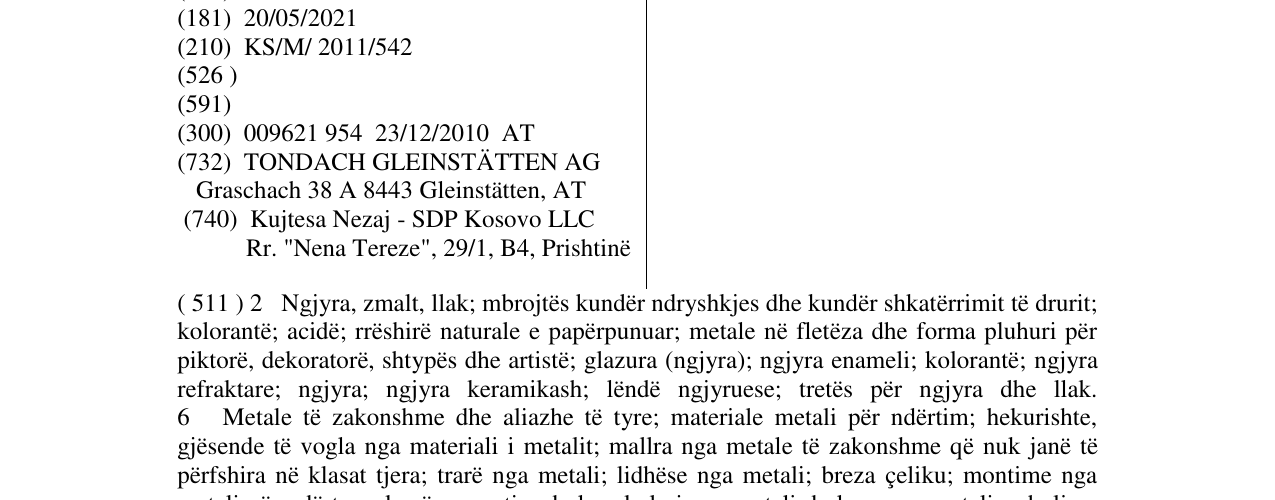 Zëri i markës TONDACH në buletin