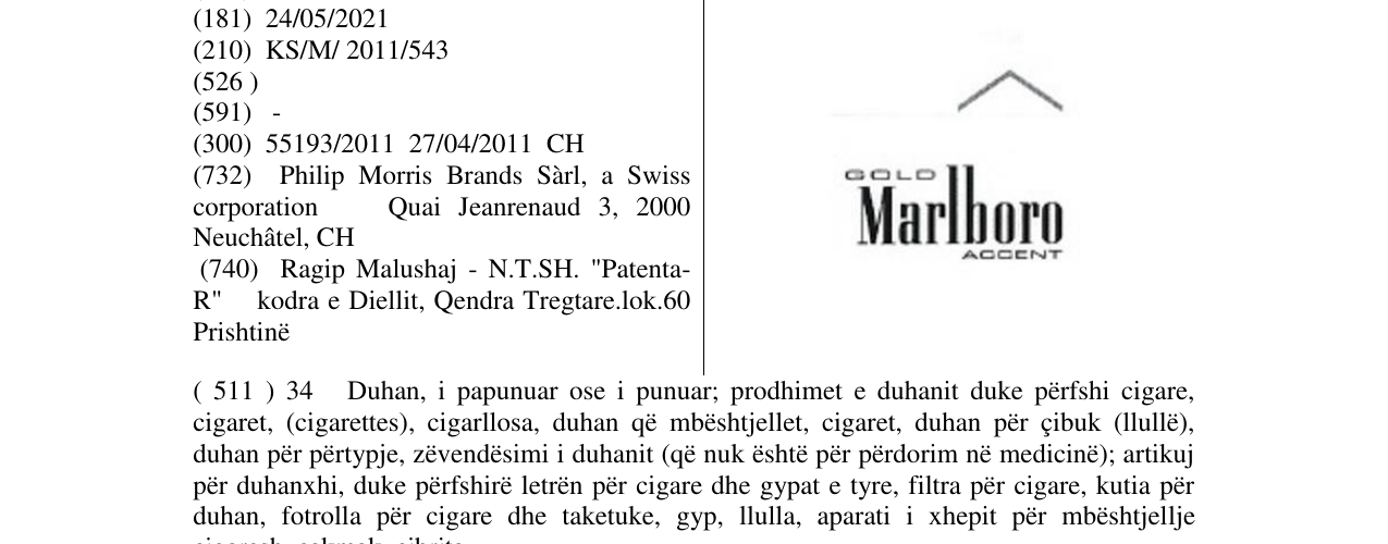 Zëri i markës Marlboro në buletin