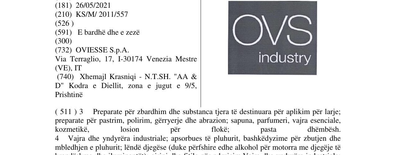 Zëri i markës OVS industry në buletin