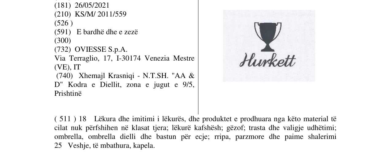 Zëri i markës Hurkett në buletin