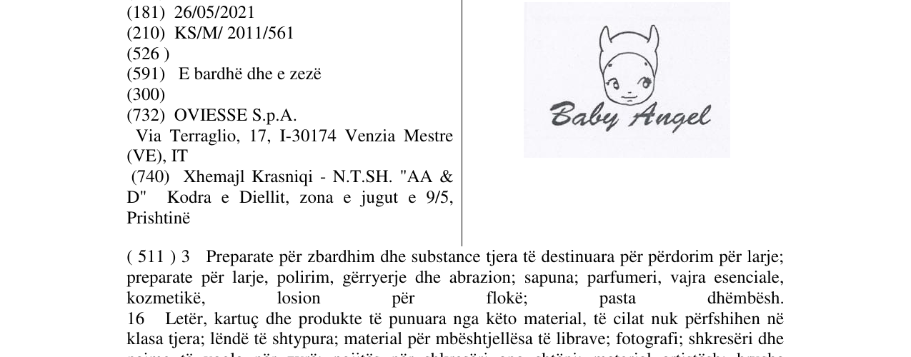 Zëri i markës Baby Angel në buletin