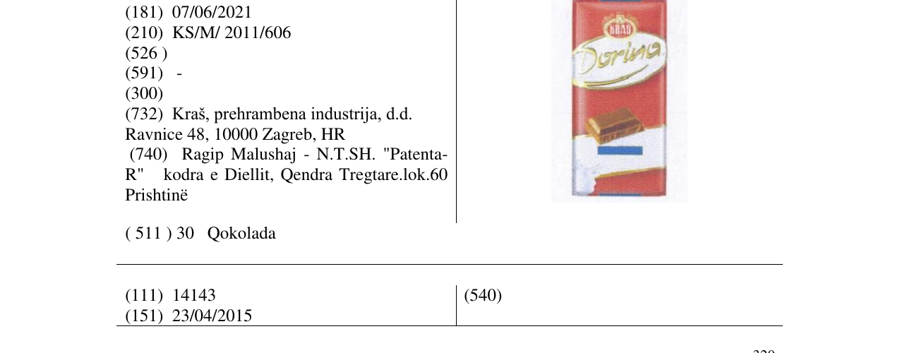 Zëri i markës Dorina në buletin