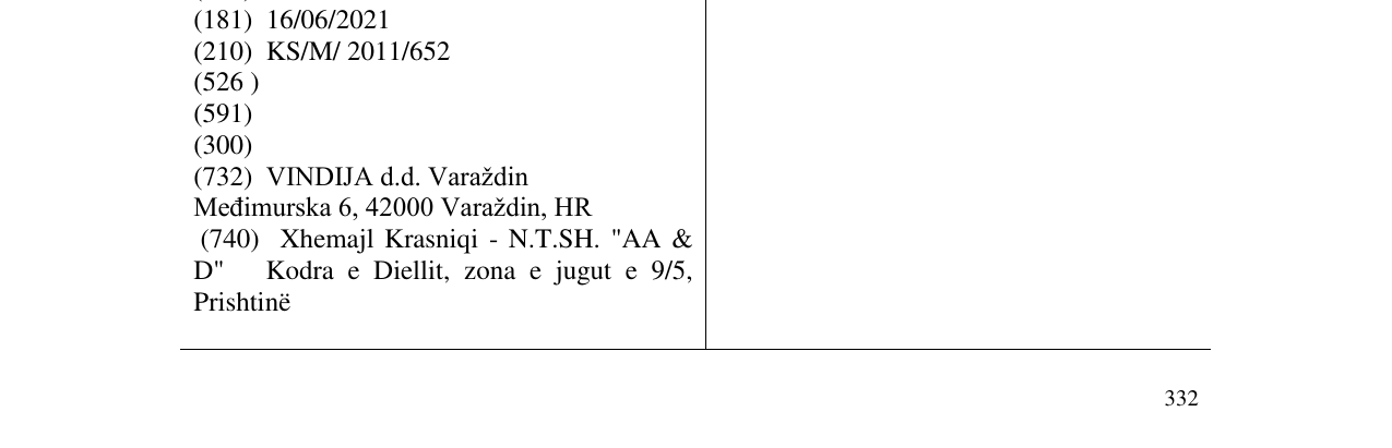 Zëri i markës OVIDUR në buletin