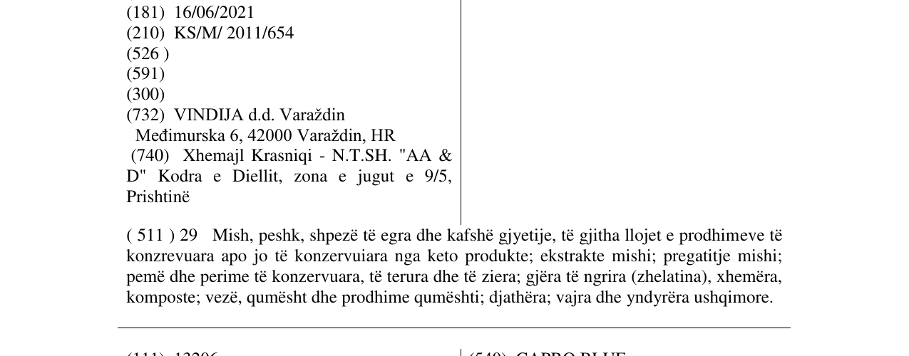 Zëri i markës CAPRON në buletin
