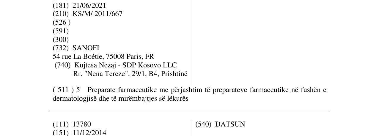 Zëri i markës AUBAGIO në buletin