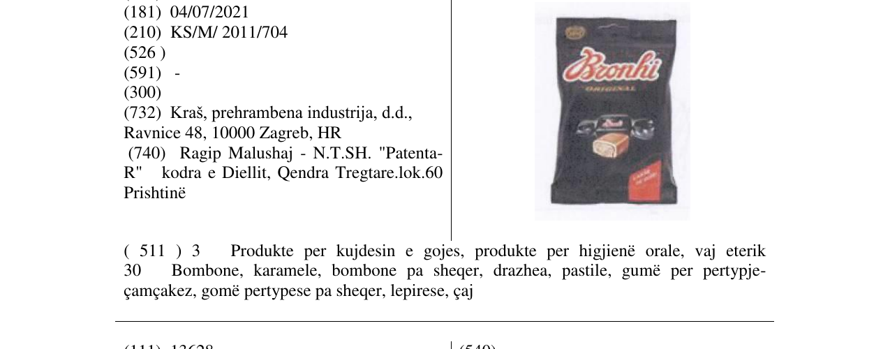 Zëri i markës Bronhi në buletin