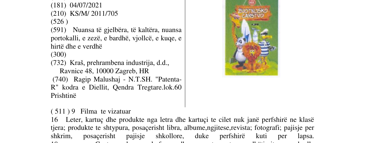 Zëri i markës ZIVOTINJSKO CARSTVO në buletin