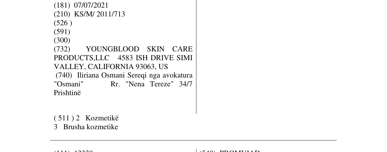 Zëri i markës YOUNGBLOOD në buletin
