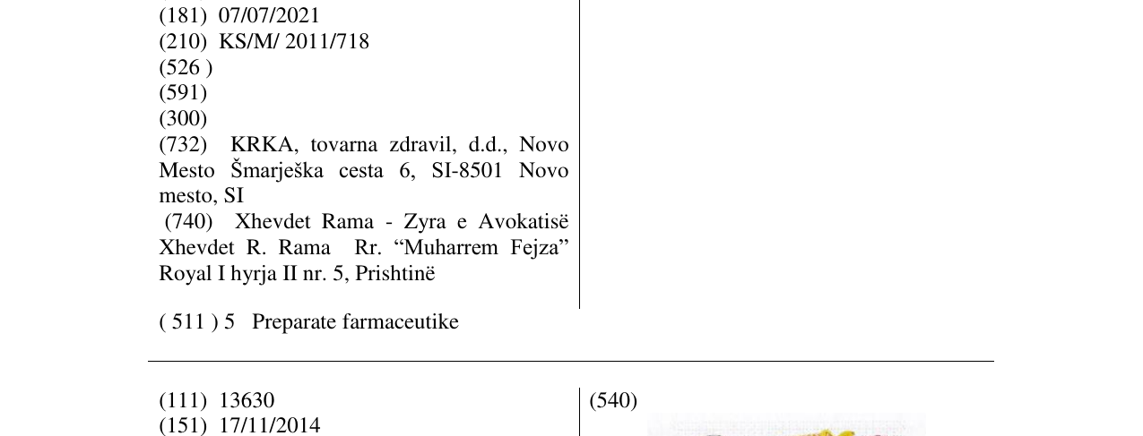 Zëri i markës NIMVASTID në buletin
