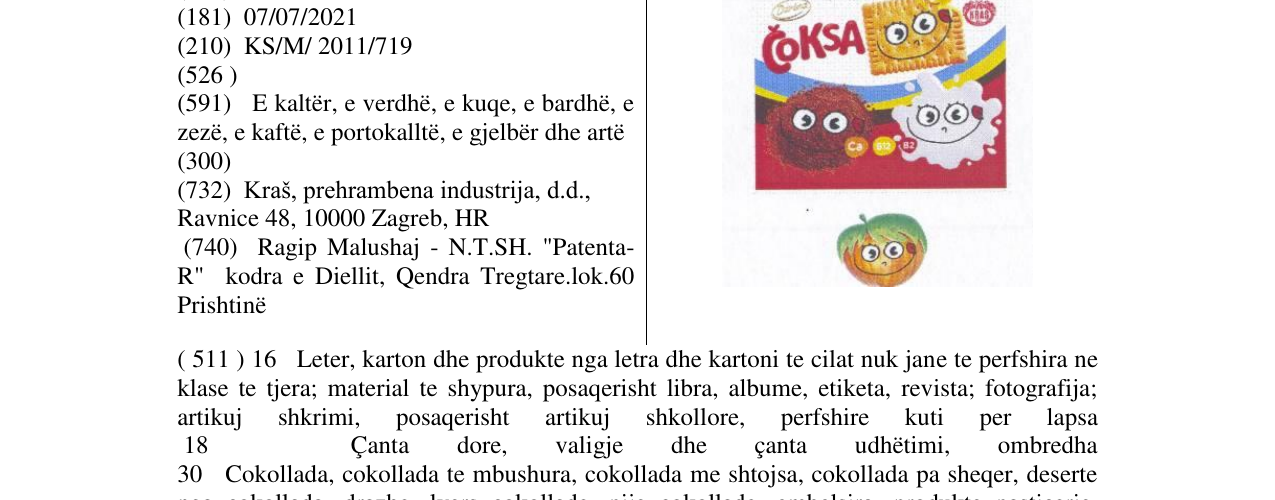 Zëri i markës ČOKSA në buletin