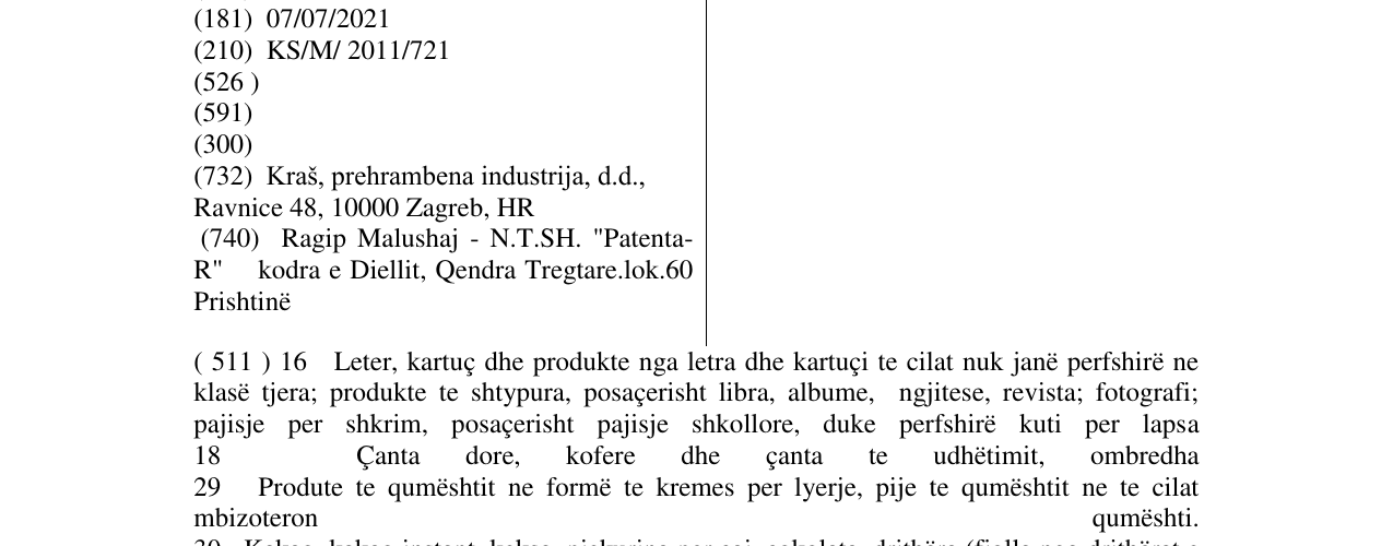 Zëri i markës KRAŠ EXPRESS në buletin