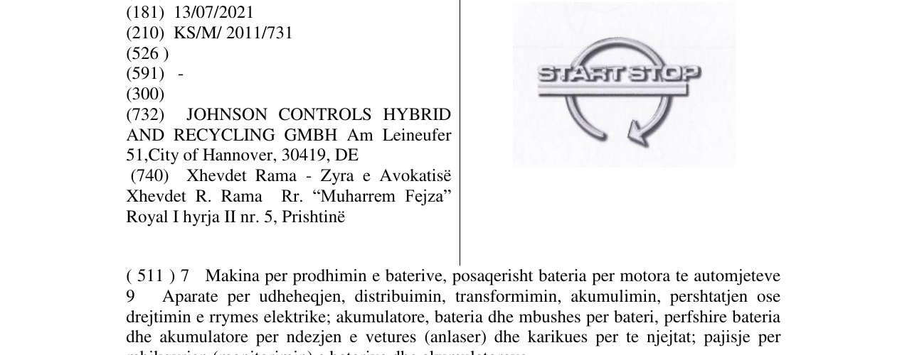 Zëri i markës START STOP në buletin