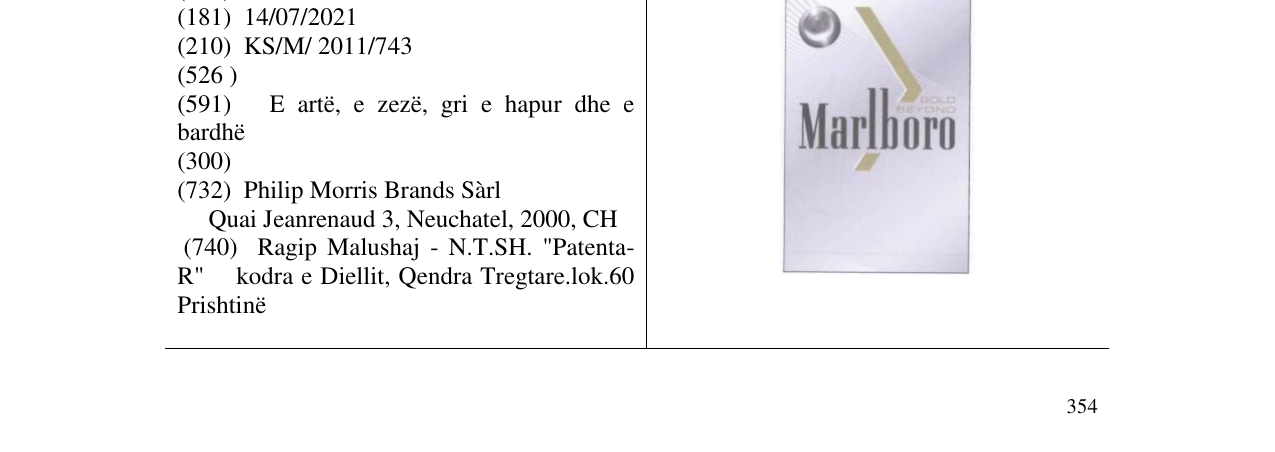 Zëri i markës Marlboro në buletin