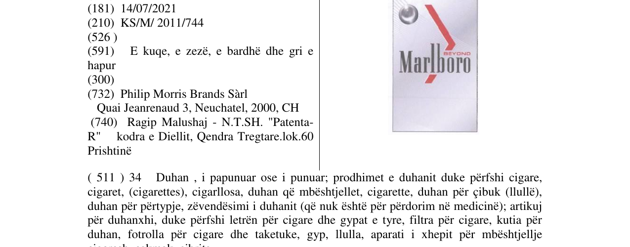 Zëri i markës Marlboro në buletin