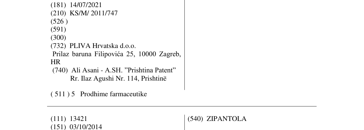 Zëri i markës OLANDIX në buletin
